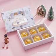 ST-🌊Creative Portable6Grain Egg Yolk Crisp Box Packing Box4Grain Snow Mei Niang Green Paper Box Mid-Autumn Moon Cake Gif