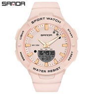 Fashion Simple SANDA Women's Sport Watch Ladies Casual Digital Waterproof Complete Calendar Alarm Clock Chrono Watch