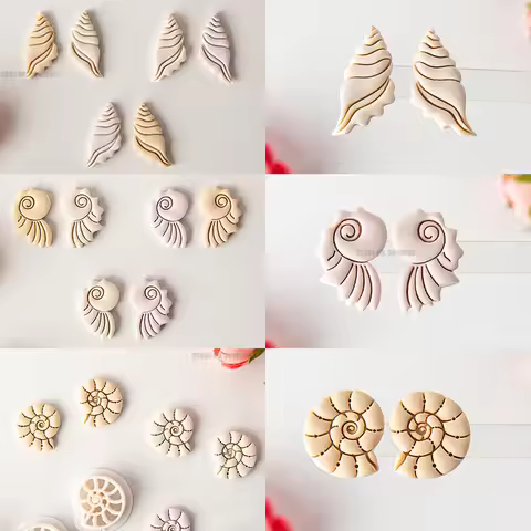 Ocean Sea Polymer Clay Cutters Summer Beach Earring Embosser Cutter Shell Conch Fish Tail Shape Earr