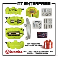 FREE Yamalube OIL - BREMBO M5 Y15 PNP STD CALIPER FRONT SET - GREEN / YELLOW / GRAY
