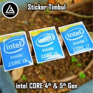Sticker Embossed Emblem intel Core i3 i5 i7 Gen 4 Gen 5