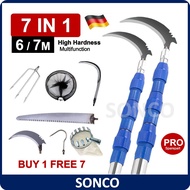 SONCO 6/7 Meter Telescopic High Pruning Branch Shears Saw Tree Cutter kelapa Fruit Picker Kait Galah