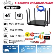 5G Wifi Router 1200Mbps WlFl-6 Boost Internet Speed Faster Unlimited 2.4GHZ 6 Antenna Wifi Support