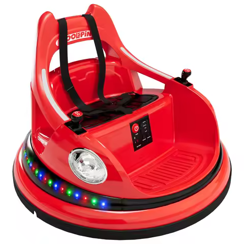 12V Bumper Car for Toddlers Electric Ride On Toys for Kids 1-6 Years LED Lights, 360 Degree Spin, Su
