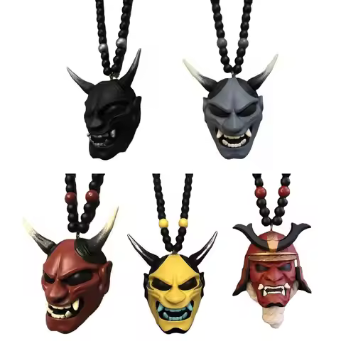 Japanese Oni Samurai Helmet Car Hanging Pendant Samurai Kabuto Masks Car Rear View Mirror Pendant Ha