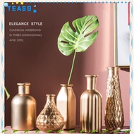 TEASG Gold Glass Vase Creative Retro Glass Vase Ornaments Flower Bottle