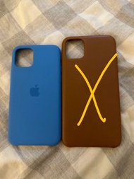 100% Apple Orignial iPhone 11 Pro Blue Silicone Case/ 11 Pro Max Brown Leather case