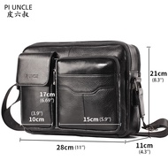 PIUNCLE Brand Genuine Leather Mens Tote Bags Casual Satchel Bag Male Crossbody Bags For Men Business