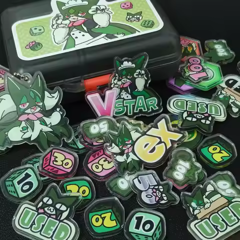 Custom Meowscarada Pokemon Token Set Acrylic Damage Counters Ex Vstar Markers Storage Case Keychain 