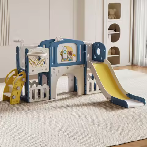 Baby Slide Toddler Play Set Indoor Outdoor Slide Foldable Kids Slide Space-saving Plastic Play Slide