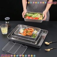 KUGIGI Baking Pan, Non-stick Rectangle BBQ Tray,  Bakeware Tools 304 Stainless Steel Cooling Rack Ov