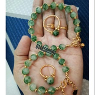 PROMOSI📢GELANG TANGAN SET CINCIN IBU DAN ANAK BATU JED ORI SUASA