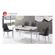 ELAN 1+4 MARBLE TOP DINING TABLE SET (L135CM X D80CM) (FREE DELIVERY AND INSTALLATION)