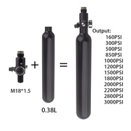 HPA M18*1.5 Scuba 0.38L Air Tank Pressure Regulator Output 160 To 3000PSI Black Aluminum