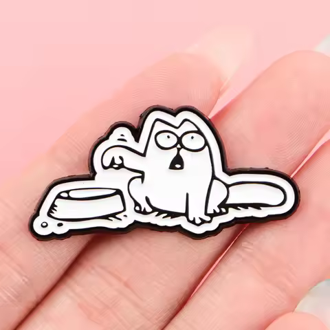 Hungry Cat Enamel Pins "Feed ME" Brooches Badge Lapel Pin For Backpack Clothes Accessories Funny Jew