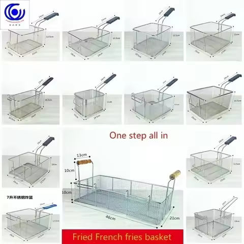 28 options Stainless steel fryer screen French fries frame square filter net encrypt colander shaped
