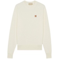 Maison Kitsune Small Fox Classic Embroidered Fox Head Crew Neck Pullover Sweater Heavy Cotton Casual