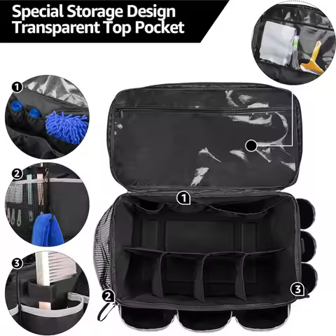 1pc Extra-Large Car Cleaning Auto Repair Tool Storage Bag 48.3x31.8x31.8cm Polyester Tools Tote Bag 