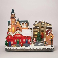 Christmas Display Granduer Church Carousel Village Poste Motion LED Lights Music Decoration Christma