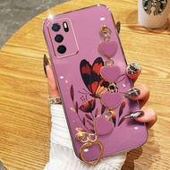 YBD Phone Case For OPPO A16 A16S A54S 4G Electroplated Lens Full-wrap LOVE Colorful Butterfly