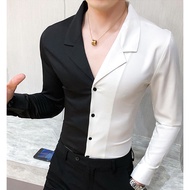 Áo sơ mi nam Sơ mi nam phối 2 màu chủ đạo độc lạ cổ vest thu hút mọi ánh nhìn mã H21