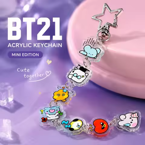 BT21 Cooky RJ Mang Chimmy Tata Cute Cartoon Creative Accessories Car Keychain Backpack Pendant