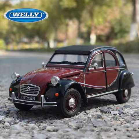WELLY 1:24 Citroen 2CV 6 Charleston Alloy Sports Car Model Diecasts Metal Classic Retro Vehicles Mod