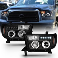 ACANII - For 2007-2013 Toyota Tundra 08-17 Sequoia LED Halo Ring Black Housing Projector Headlights 