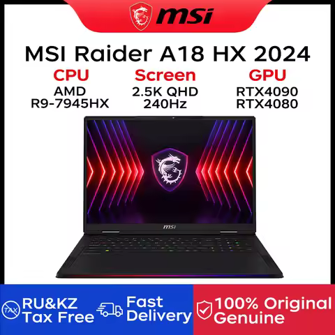 2024 MSI Raider A18 HX Gaming Laptop 18 Inch 2.5K QHD 240Hz IPS Screen Notebook AMD Ryzen R9-7945HX 