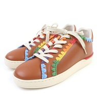 全新未使用COACH Lowline 低TOP運動鞋 - 彩虹鉤編皮革低筒運動鞋，ブラウン， 38 碼，女款，帶鞋盒