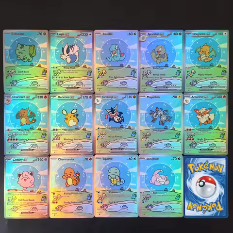 English PKM Card Cute Bubble Charizard Gengar Dragonite Umbreon Sylveon Holo Foil Card DIY TCG Advan
