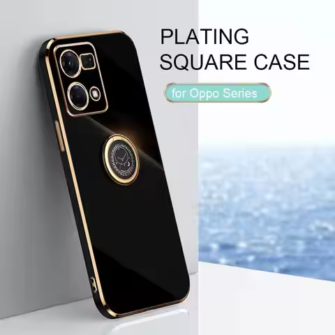 Reno7 Reno8 5 Lite Luxury Plating Ring Holder Case For Oppo Reno 7 8 6 5 Lite 9 Pro 4g 5g Silicone S