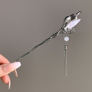 Silver Metal Hairpin for Women Chinese Style Hairpin Elegant Tassels Hair Stick Chinese Qipao Hanfu Hair Accessories