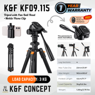 ขาตั้งกล้อง K&F Concept รุ่น KF09.115 Video Head Tripod with Pan Ball Head แถมฟรีที่ยึดโทรศัพท์ ( K2