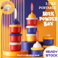 【Stylish】3 Tier Milk Powder Box Storage Portable Travel Tupperware 50g 6 scoop