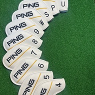 PINGˉ Golf Iron Set Iron Set Hat Cover Magnetic Suction Club Protective Cover Litchi Pattern Leather
