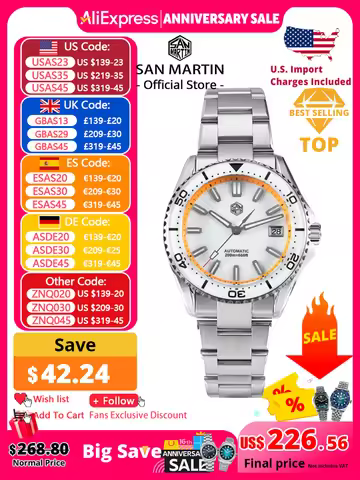 San Martin 2025 New Enamel Dial Full Luminous 39mm Dive Watch Luxury Men Watch NH35 Automatic Mechan