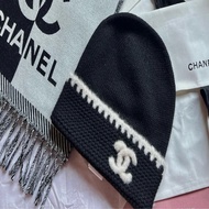 ❌香奈兒 Chanel 經典款 cashmere 針織 毛帽  /冷帽/帽子/毛線帽 /黑底 白字 logo