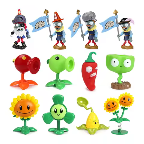 Genuine Plants vs. Zombies 2 Anime Figures PVC Peashooter Conehead Zombie Crazy Dave Video Game Char