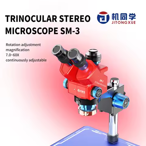 JTX SM-3 Trinocular Stereo Microscope 7-60X Adjustable Zoom High Definition Wide Angle Eyepiece with