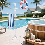 Jarquia Outdoor Pool Towel Rack,Metal Heavy Duty Standing 6 Bars Hot Tub Accessories Towel Dying Rac