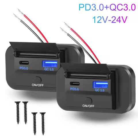 12V RV Type C USB Outlet with Power Switch 36W QC3.0 USB 55W PD Type C Quick Charge Socket with Wate