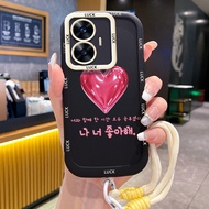Realme C55 C33 Narzo N55 Case Red Love Case With Lanyard
