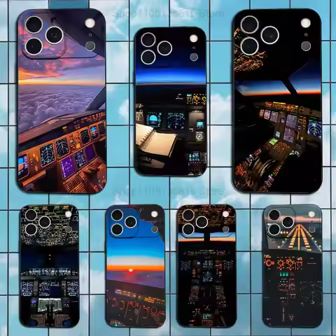 Aviation Cockpit Pilot Phone Case For iPhone 17,16,15,14,13,12,11,Plus,Pro Max,XS,X,XR,SE,Mini,8,7,S