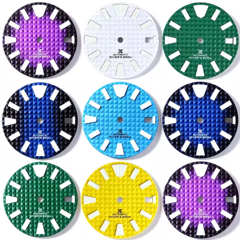 28.5mm Triangle Waffle Texture Diver Watch Dial Gradient No Logo For Seiko Prospex Samurai NH35 Auto