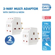 Daiyo DE 291 3 Way Multi Adaptor With Switch &amp; Neon X 2 Pieces
