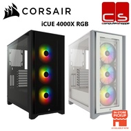 Corsair iCUE 4000X RGB Tempered Glass Mid-Tower ATX Case - Black/White