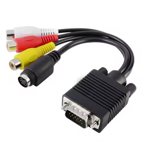 VGA Male To S-Video 3 RCA AV VGA To Video 101TV Out S-Video AV Adapter Converter PC Computer Laptop 