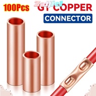ZAIJIEEE 100Pcs GT Copper Terminal Connecting Tube, Brass Hole Passing Wire Terminal Crimp, GT-1/1.5
