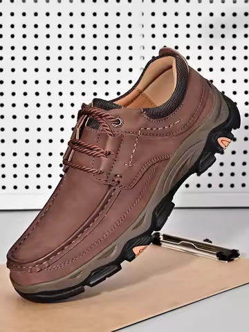 Handmade Leather Casual Mens Shoes Antiskid Man Loafers Comfort Walking Shoes All-match Men Treking 